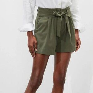 NWT Banana Republic Olive Green High Waisted with Tie Paperbag Shorts 6